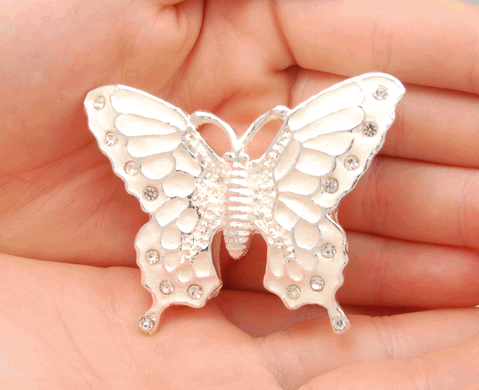 White Butterfly Cremation Keepsake shown in hands